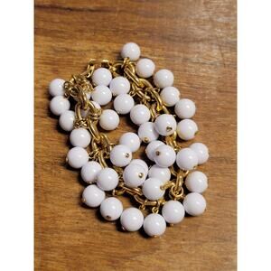 Napier White Ball RETRO Bracelet Two Row Deco Gold tone Classy Vintage 7 in